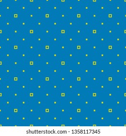 Simple minimalist geometric seamless pattern with small squares, tiny dots, pixels. Vector abstract background in bright blue and green color. Subtle minimal texture. Repeat design for decor, covers