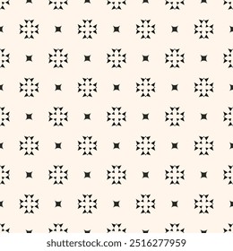 Simple minimalist geometric seamless pattern. Abstract monochrome minimal background with small floral shapes. Subtle repeat design for decor, print.
