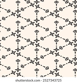 Modelo inconsútil geométrico minimalista simple. Abstractas fondo mínimo monocromo con Pequeñas Formas florales. Sutil diseño de repetición para la decoración, impresión.