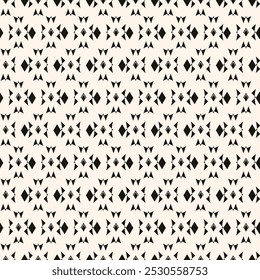 Simple minimalist geometric seamless pattern. Abstract monochrome minimal background with small floral shapes. Subtle repeat design for decor, print.