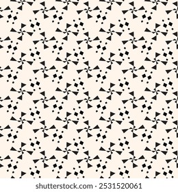 Simple minimalist geometric seamless pattern. Abstract monochrome minimal background with small floral shapes. Subtle repeat design for decor, print.