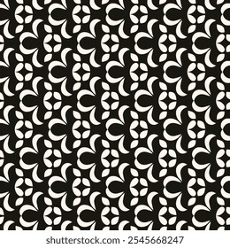 Simple minimalist geometric seamless pattern. Abstract monochrome minimal background with small floral shapes. Subtle repeat design for decor, print.