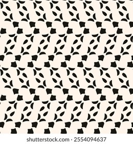 Simple minimalist geometric seamless pattern. Abstract monochrome minimal background with small floral shapes. Subtle repeat design for decor, print.