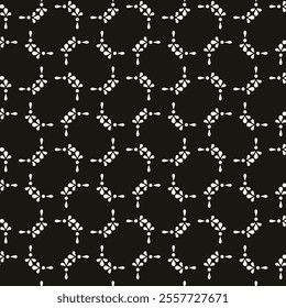 Simple minimalist geometric seamless pattern. Abstract monochrome minimal background with small floral shapes. Subtle repeat design for decor, print.