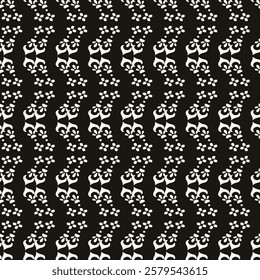 Simple minimalist geometric seamless pattern. Abstract monochrome minimal background with small floral shapes. Subtle repeat design for decor, print.