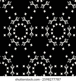 Simple minimalist geometric seamless pattern. Abstract monochrome minimal background with small floral shapes. Subtle repeat design for decor, print.