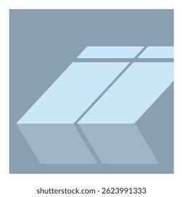 Simple minimalist geometric shape casting a shadow on a blue background