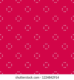 Simple minimalist geometric texture. Seamless pattern with small elements, tiny flower shapes. Vector abstract background in red and white colors. Subtle ornate design for decor, wallpaper, textile