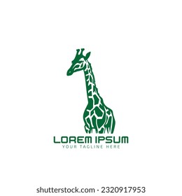 Simple Minimalist Giraffe Logo Icon Silhouette for Wild Zoo Logo Design Vector illustration