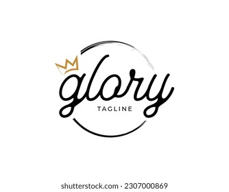 Simple Minimalist Glory Type with Crown Logo Design Template