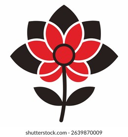 A simple, minimalist glyph icon depicting a flower blossom. Suitable for use in various design projects, especially those needing a botanical element.