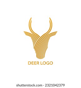 simple and minimalist gold deer logo design