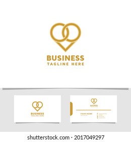 Simple and minimalist gold overlapping rings on heart shape logo