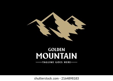 Simple Minimalist Golden Mountain Logo Design Vector