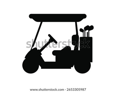 simple minimalist golf cart on silhouette