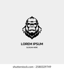 simple minimalist gorilla head logo template illustration icon element isolated on white background