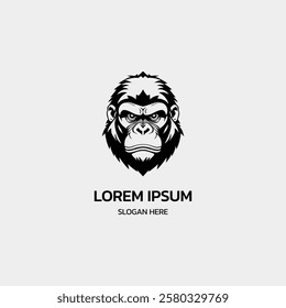 simple minimalist gorilla head logo template illustration icon element isolated on white background