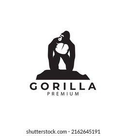 simple minimalist gorilla logo design  gorilla icon silhouette vector symbol illustration