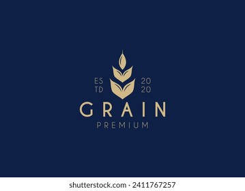 Simple and minimalist grain or wheat logo design. Brewery logo