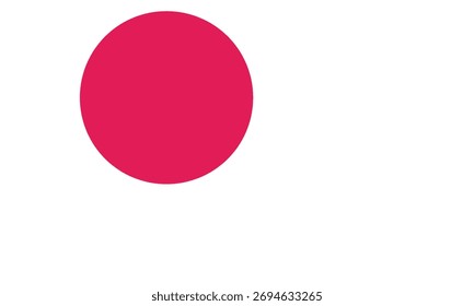 Um gráfico simples e minimalista de um círculo vermelho brilhante sobre um fundo branco limpo, representando uma bandeira japonesa.