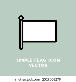 A simple, minimalist graphic design of a white flag with a golden topper and a black outline.