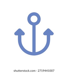 Un sencillo gráfico minimalista con un ancla azul. Líneas limpias y un estilo de diseño plano sobre fondo blanco.