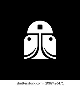 Simple minimalist graphic logo for a birdhouse selling shop