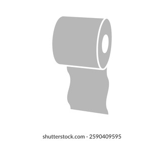 Simple, minimalist graphic of a toilet paper roll.  Perfect for illustrating hygiene, cleanliness, or resource consumption concepts.