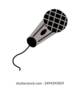 Simple minimalist gray and black microphone design illustration