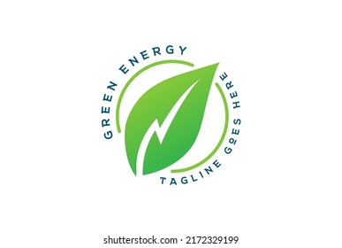 Einfache minimalistische, grüne Leaf-Baum mit elektrischem Licht für Design-Vektorgrafik für erneuerbare Bio-Logos