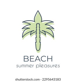 Simple minimalist green palm tree icon on a white background. Suitable for web sites, applications, online shops
