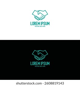 Simple Minimalist Handshake Icon Sign Symbol Logo Design Vector