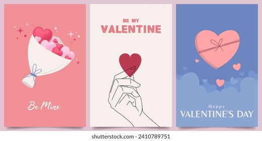 simple minimalist happy valentine day vector design illustration background. for postcard, banner, poster, social media, promotion