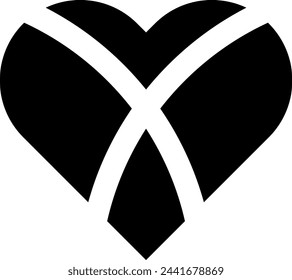 Simple minimalist heart with divided into four parts