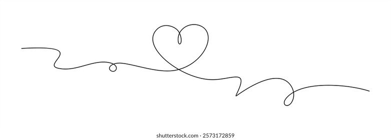 Simple and minimalist heart shape of single line sketch. Hand drawing love symbol. Heart design element. 