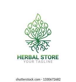 Simple and minimalist herbal logo. Suitable for herb, medicine, apothecary-related brand