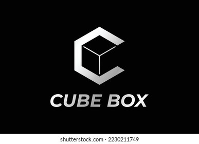 Simple Minimalist Hexagonal Geometric Initial Letter C for Square Cube Box Logo Design