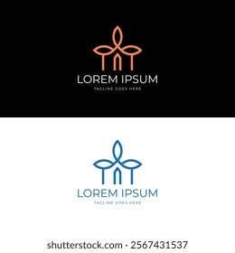 Simple Minimalist Home Tree Leaf for Nature Herbal Product Icon Symbol Monogram Line Logo Design Vector