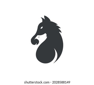 Se trata de un diseño minimalista sencillo de logotipo de perro de caballo para todos los usos