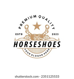 Simple Minimalist Horseshoe Logo, Western Cowboy Farm Ranch Retro Vintage Retro Design