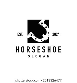 Logotipo minimalista simple de la herradura, diseño retro de Antiguas de Western Cowboy Farm Ranch