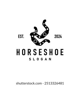 Logotipo minimalista simple de la herradura, diseño retro de Antiguas de Western Cowboy Farm Ranch