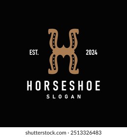 Simple Minimalist Horseshoe Logo, Western Cowboy Farm Ranch Retro Vintage Retro Design