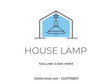 Simple Minimalist House Interior Pendant Lamp Logo Design Vector