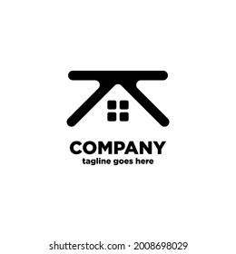 simple and minimalist house logo, black and white house icon, silhouette house logo for corporate and retail brands