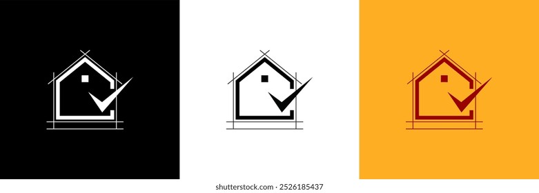 Logotipo de casa minimalista simples com linhas limpas e formas geométricas, perfeito para arquitetura moderna, imóveis ou negócios relacionados à casa. Design elegante, contemporâneo e com estilo