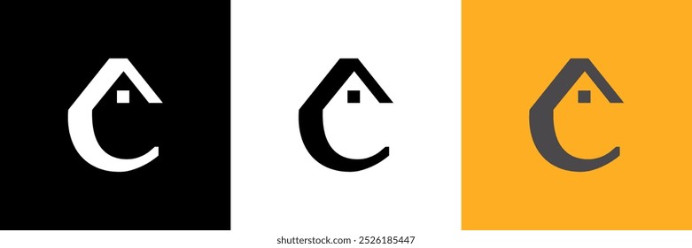 Simple minimalist house logo featuring clean lines and geometric shapes, perfect for modern architecture, real estate, or home-related businesses. Stylish, elegant, and contemporary design
