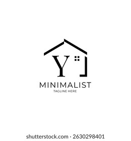 Simple and minimalist house logo with letter Y. Logo template for real estate, architecture, and construction company
