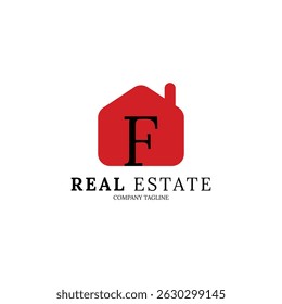Simple and minimalist house logo with letter F for your brand
