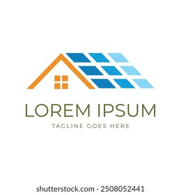 Simple Minimalist House with Solar Panel for Renewable Energy Technology Icon Symbol Illustration Vector